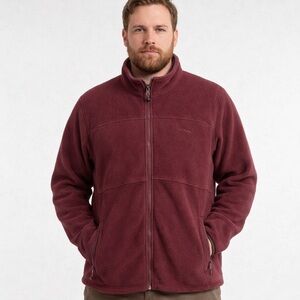 LL Bean Mens Full Zip Fleece Jacket Burgundy Maroon XXL Cozy Outdoor Gorpcore